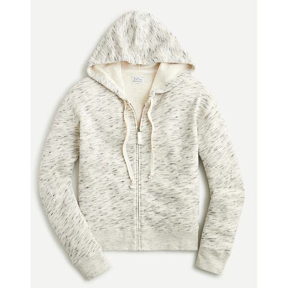 J. Crew Vintage cotton terry cropped hoodie in speckle, light gray size small - Picture 1 of 6